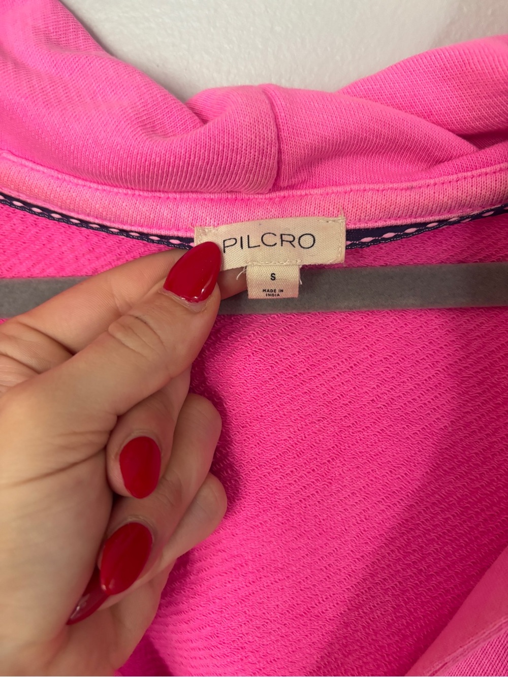 Pilcro Bright Pink V-Neck Hooded Pullover - Picture 2 of 3